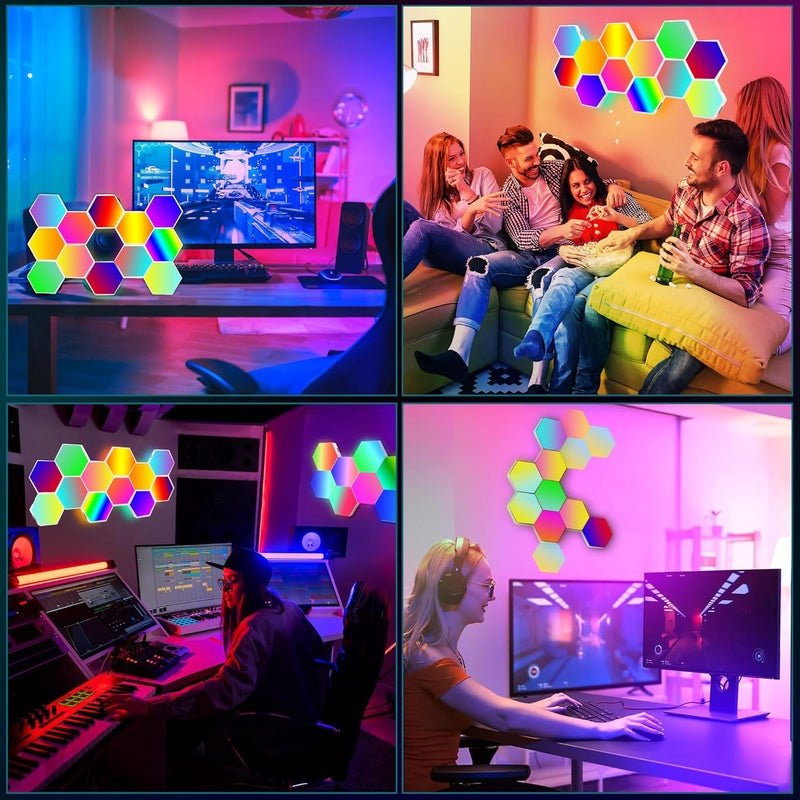 Hervika 12 Pack DIY Hexagon LED Lights, Music Sync RGB Gaming Lights with APP Smart Wall Lights for Bedroom Living Room Decor - Image 5